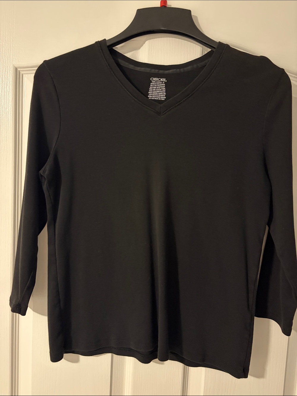 Cherokee Black V‑Neck Long Sleeve Tee